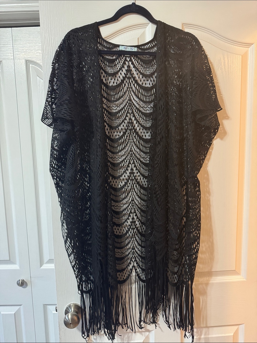 Black Lace Fringe Kimono Shell - She+Sky